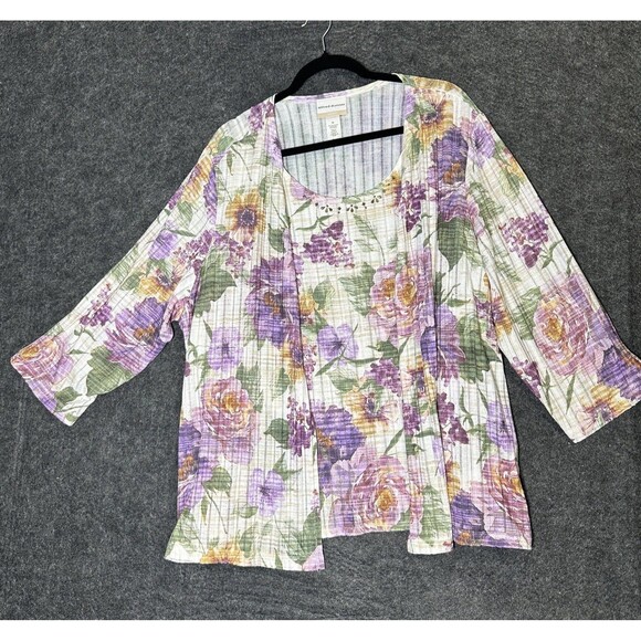 Alfred Dunner Pastel Floral Textured blouse Women's 3XL - Picture 4 of 5